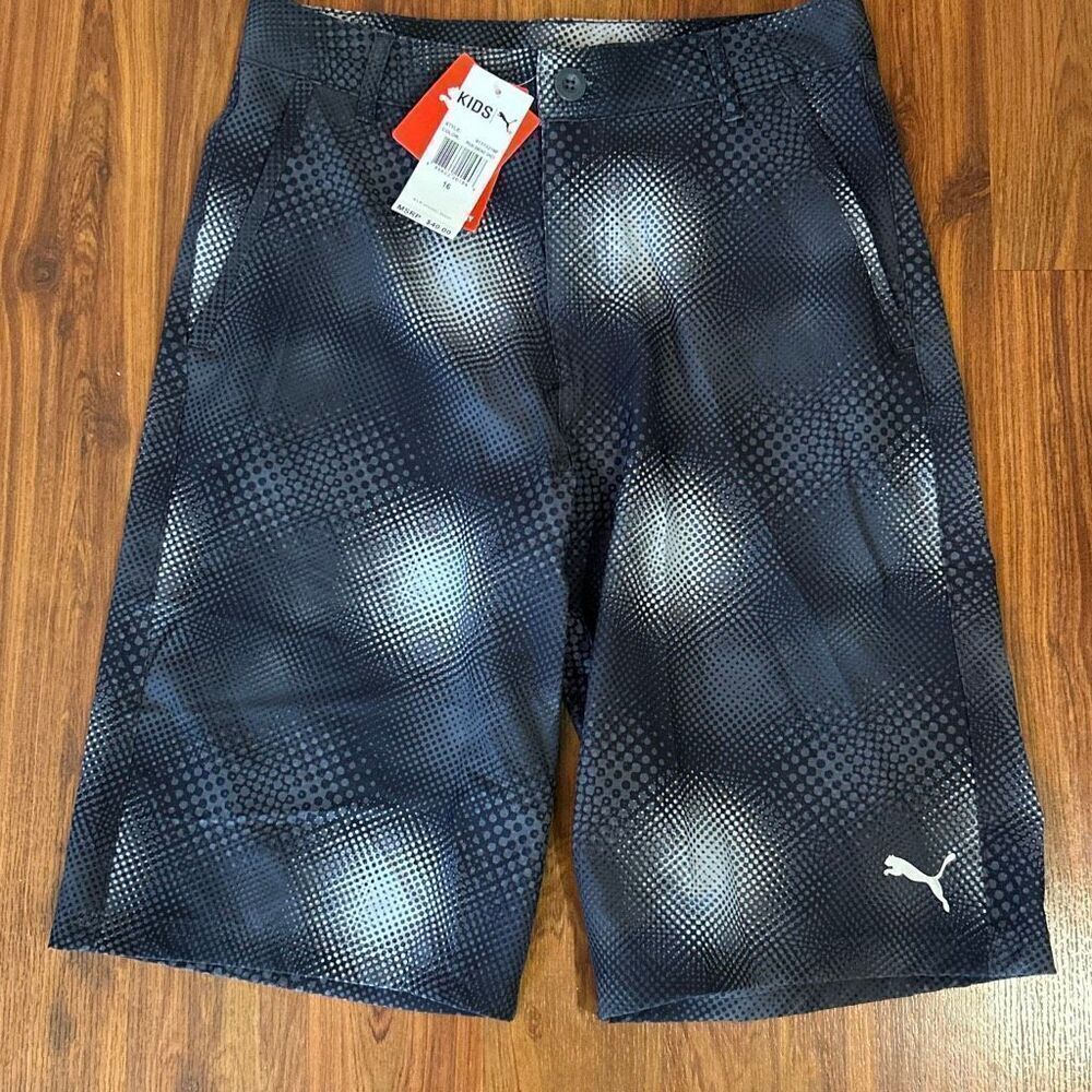 NWR Puma boys gray print quick dry long board shorts athletic , size 16